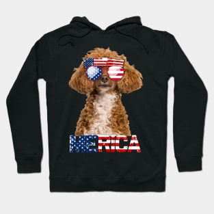 Merica Poodles Dog American Flag 4Th Of July Hoodie